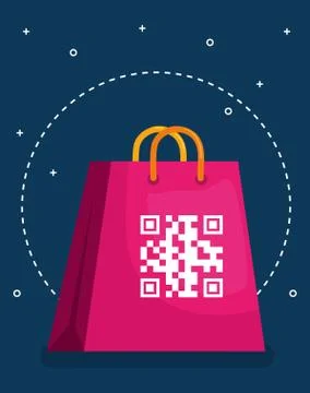 Qr code over shopping bag vector design Illustrazione stock