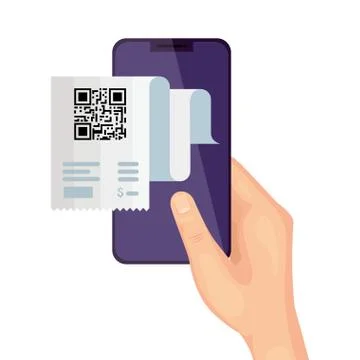 Qr code paper and hand holding smartphone vector design Illustrazione stock