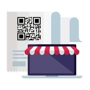 Qr code paper and laptop vector design 스톡 일러스트