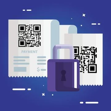 Qr code paper and padlock vector design Illustrazione stock