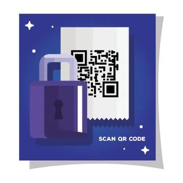 Qr code paper and padlock vector design Stock-Illustration