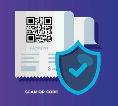 Qr code paper and shield vector design Stock-Illustration