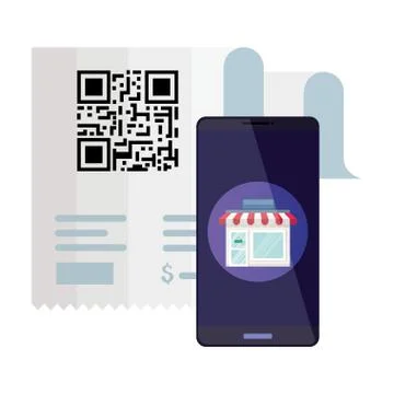 Qr code paper and smartphone vector design Stock-Illustration