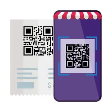 Qr code paper and smartphone vector design イラスト素材