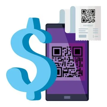 Qr code paper and smartphone vector design 스톡 일러스트