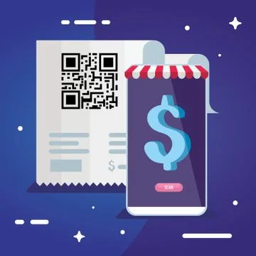 Qr code paper and smartphone vector design Stock-Illustration