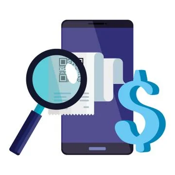 Qr code paper lupe and smartphone vector design 스톡 일러스트