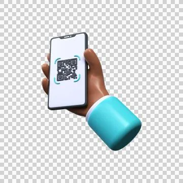 Qr code for payment. 3d QR code scan to smartphone Stock Illustration