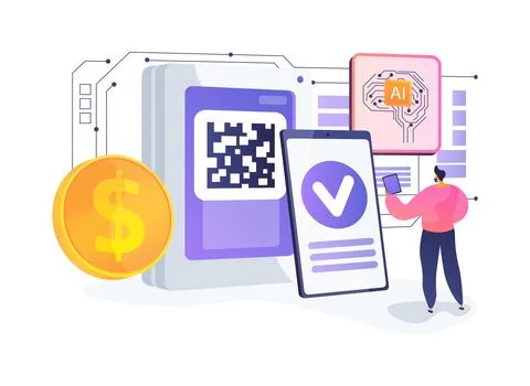 QR Code Payment abstract concept vector illustration. イラスト素材