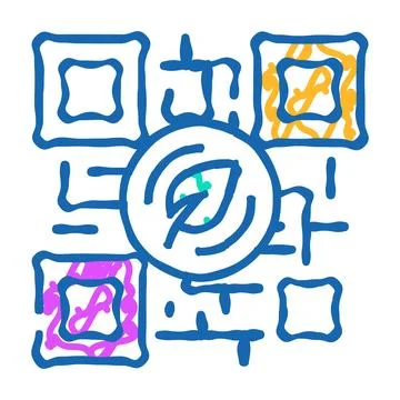 Qr code for payment by chia cryptocurrency icon doodle illustration Stockillustratie