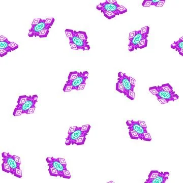 Qr code for payment by chia cryptocurrency isometric icon seamless pattern Stock Illustration