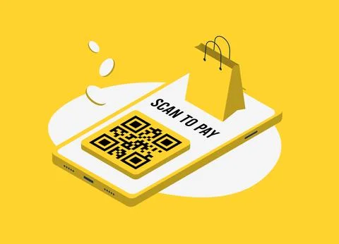 QR code payment - contactless and cashless payment method by scanning qr-code Illustrazione stock