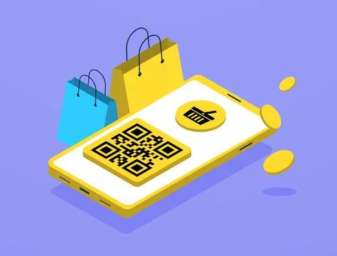QR code payment - contactless, cashless transactions. Scan QR code with mobile Stock-Illustration