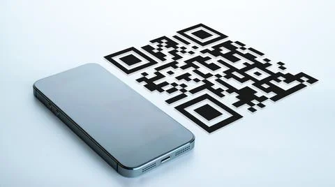 Qr code payment. Digital mobile smart phone with qr code scanner on smartphon Foto stock