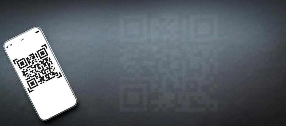 Qr code payment. Digital mobile smart phone with qr code scanner on smartphon Stock-Fotos