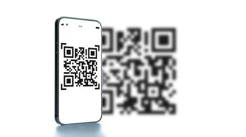 Qr code payment. Digital mobile smart phone with qr code scanner on smartphon Foto stock