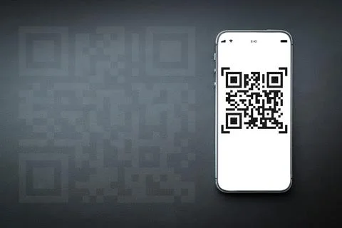 Qr code payment. Digital mobile smart phone with qr code scanner on smartphon Stock-Fotos