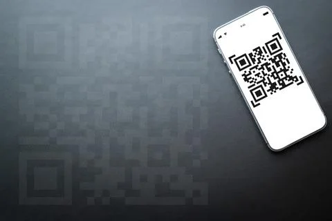 Qr code payment. Digital mobile smart phone with qr code scanner on smartphon Stock Photos