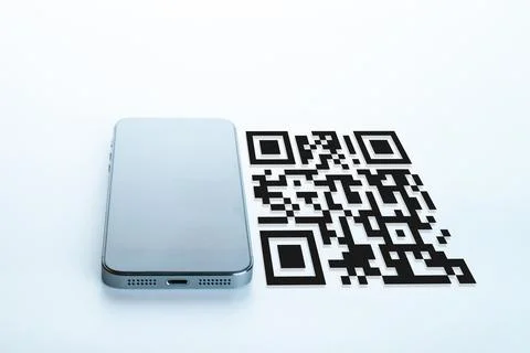 Qr code payment. Digital mobile smart phone with qr code scanner on smartphon Stock Photos
