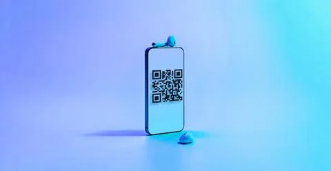 Qr code payment. Digital mobile smart phone with qr code scanner on smartphon 写真素材