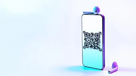 Qr code payment. Digital mobile smart phone with qr code scanner on smartphon Foto stock