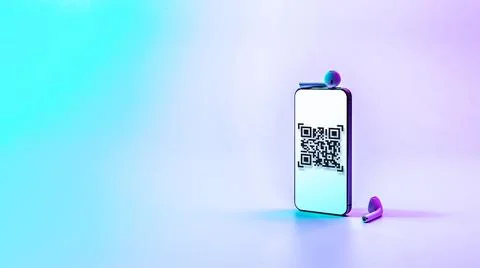 Qr code payment. Digital mobile smart phone with qr code scanner on smartphon 写真素材