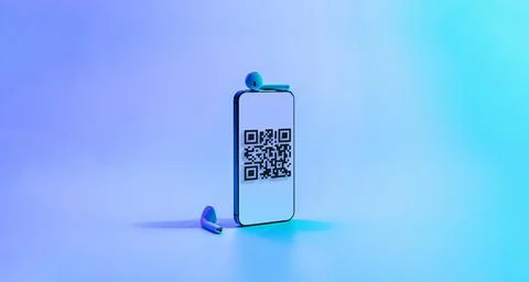 Qr code payment. Digital mobile smart phone with qr code scanner on smartphon Stock Photos