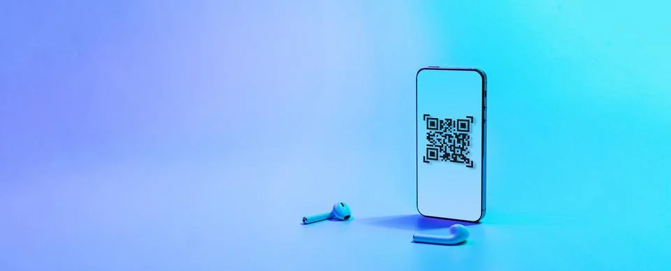 Qr code payment. Digital mobile smart phone with qr code scanner on smartphon Foto stock