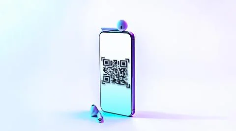 Qr code payment. Digital mobile smart phone with qr code scanner on smartphon Stock-Fotos