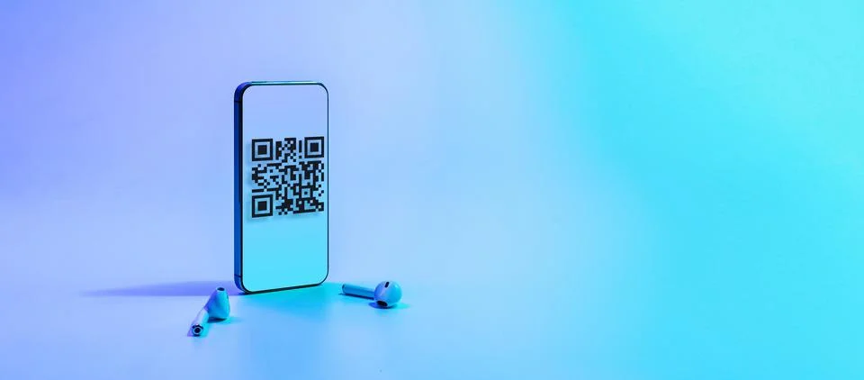 Qr code payment. Digital mobile smart phone with qr code scanner on smartphon Foto stock
