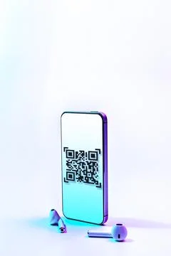 Qr code payment. Digital mobile smart phone with qr code scanner on smartphon Stock Photos