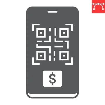 QR code payment glyph icon 스톡 일러스트