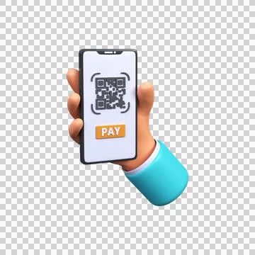 QR code payment. The hand holds a smartphone and scans a barcode Stock-Illustration