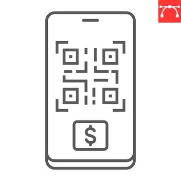 QR code payment line icon Stockillustratie