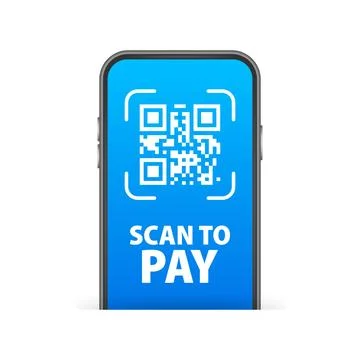 QR code payment. Scan to pay. QR code scan to smartphone. イラスト素材