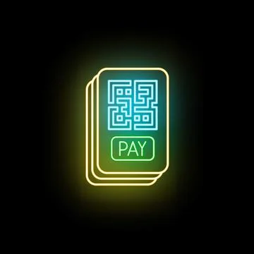 Qr code payment transaction glowing neon concept Illustrazione stock