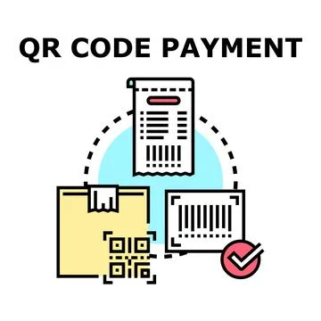 Qr code payment transaction process icon concept Illustrazione stock