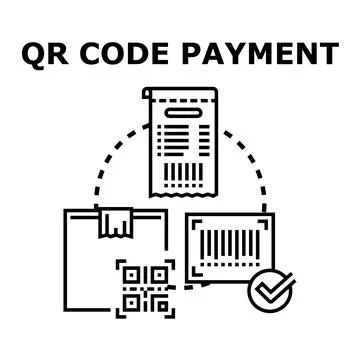 Qr code payment transaction process icon concept Stock-Illustration