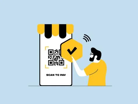 QR code payments integration for contactless checkout and mobile e-commerce Stock Illustration
