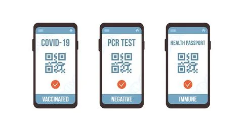 QR code with PCR test, vaccine and health passport. Check of safety from covid Stock Illustration