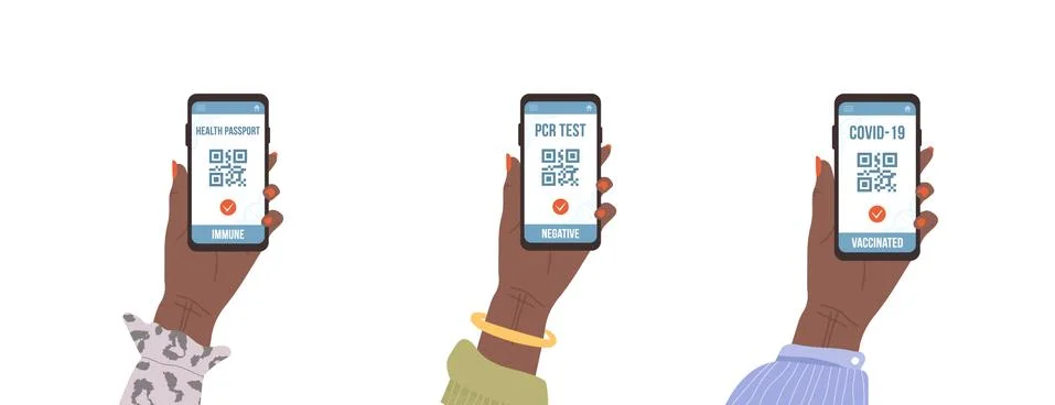 QR code with PCR test, vaccine and health passport. Check of safety from covid Stock-Illustration