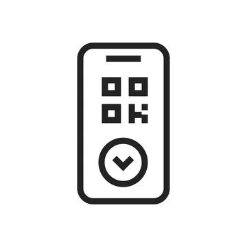 Qr code on phone icon イラスト素材