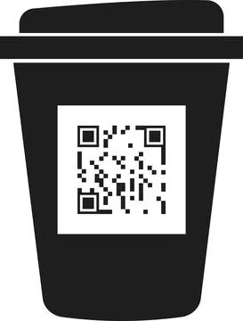 QR code on a plastic cup for scanning. Stock Illustration
