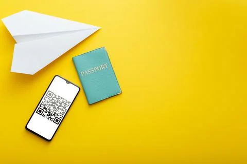 Qr code proof negative covid 19 PCR test for free travel summer vacation. Green Stock Photos