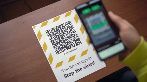 The QR code reader app during the Covid-19. Travel, pass, ID card Stock Footage 155851529
