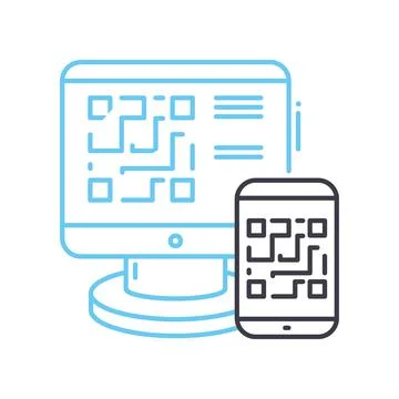 Qr code reader line icon, outline symbol, vector illustration, concept sign 스톡 일러스트