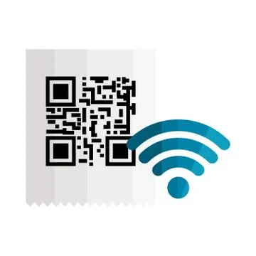 Qr code receipt paper and wifi vector design Stock Illustration