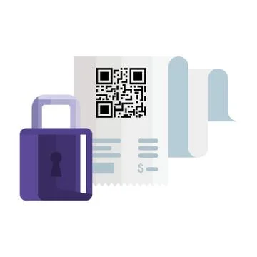 Qr code receipt paper and padlock vector design Stock Illustration