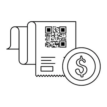 Qr code receipt paper and dollar coin vector design Stock Illustration