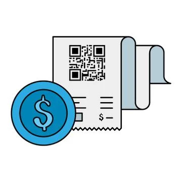 Qr code receipt paper and dollar coin vector design 스톡 일러스트